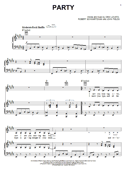 Demi Lovato Party sheet music notes and chords. Download Printable PDF.