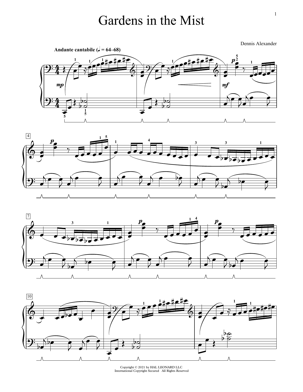 Learn to play Dennis Alexander Gardens In The Mist sheet music for Educational Piano in minutes. Price: 6.9900$ Dennis Alexander Gardens In The Mist sheet music notes and chords arranged for Educational Piano