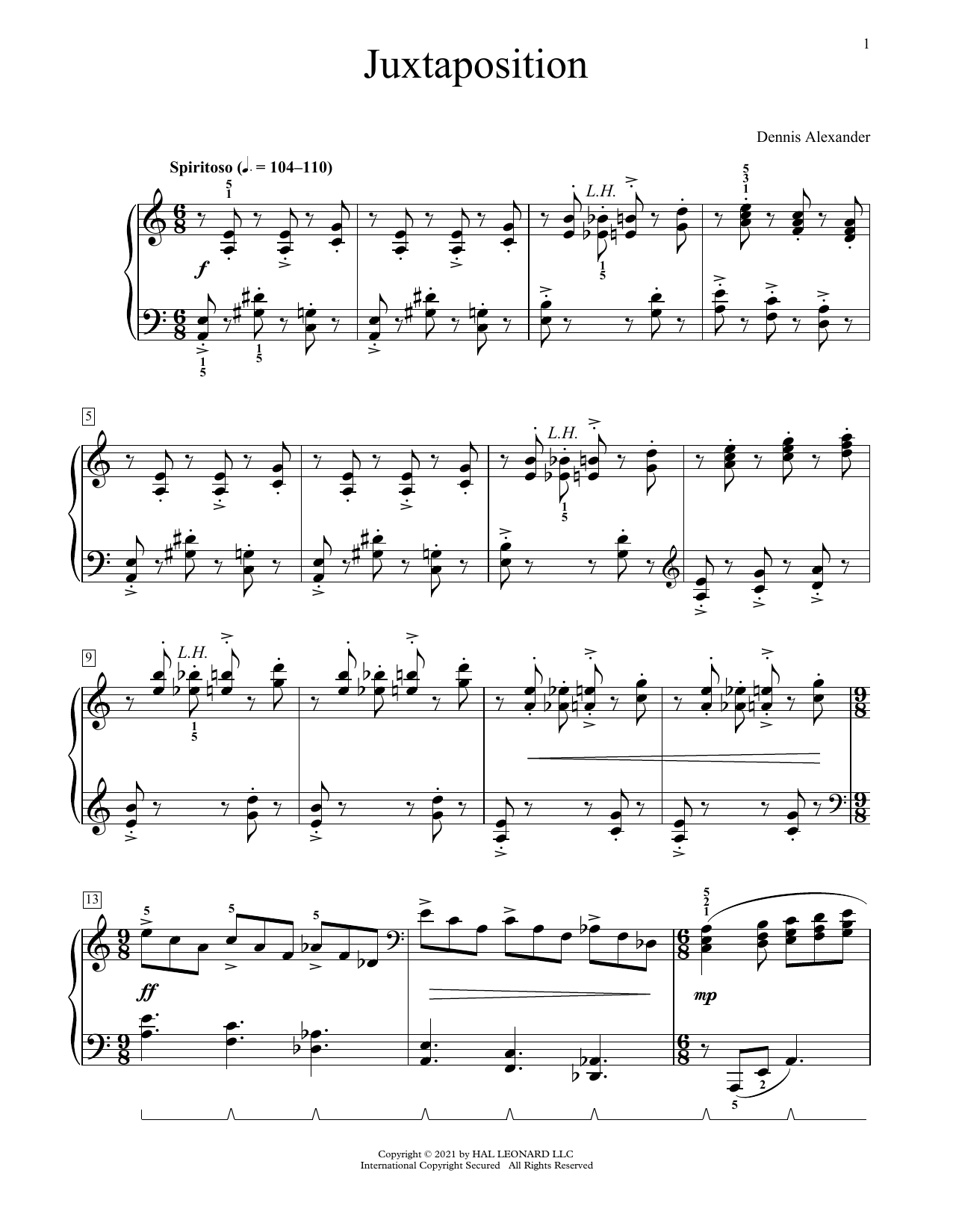 Dennis Alexander Juxtaposition sheet music notes and chords. Download Printable PDF.