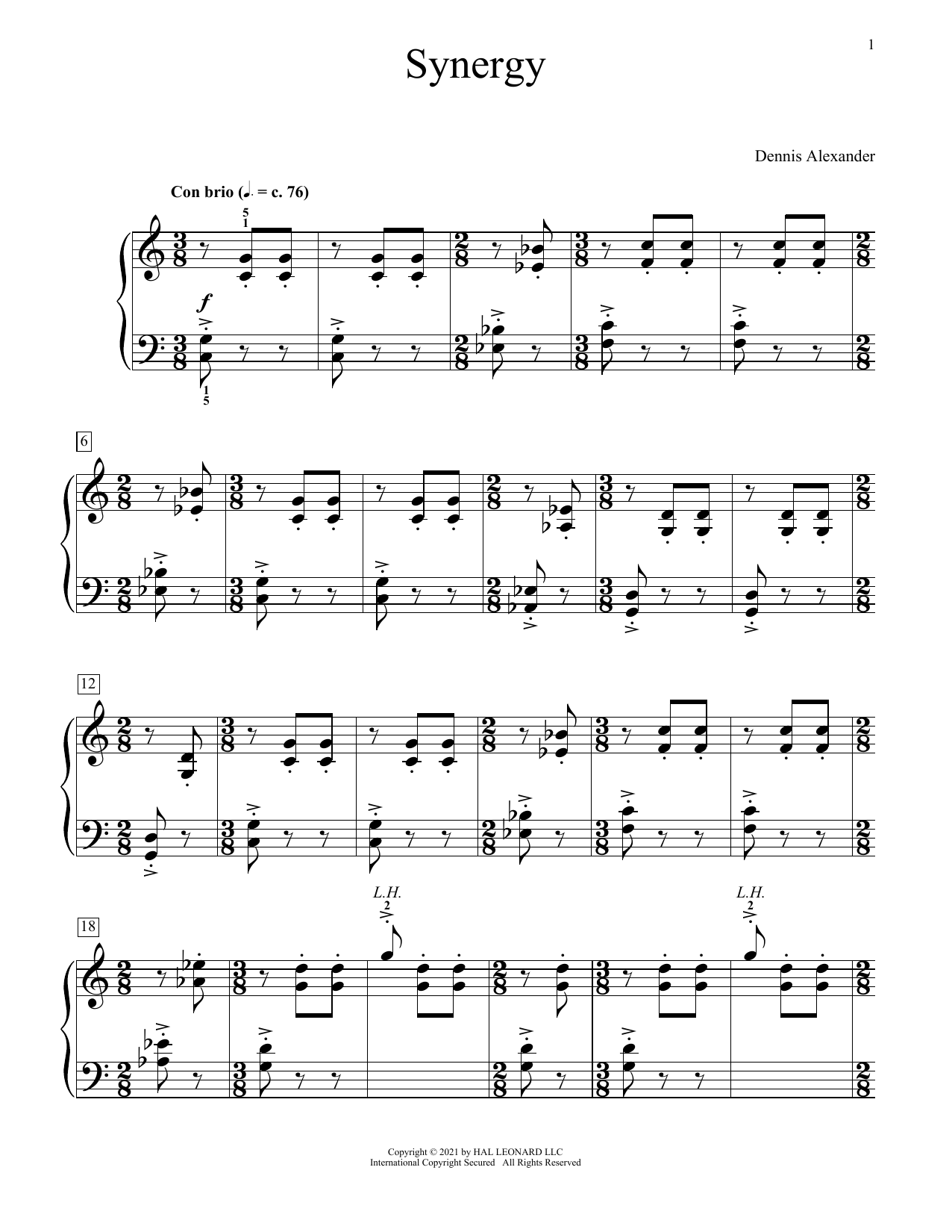 Dennis Alexander Synergy sheet music notes and chords. Download Printable PDF.