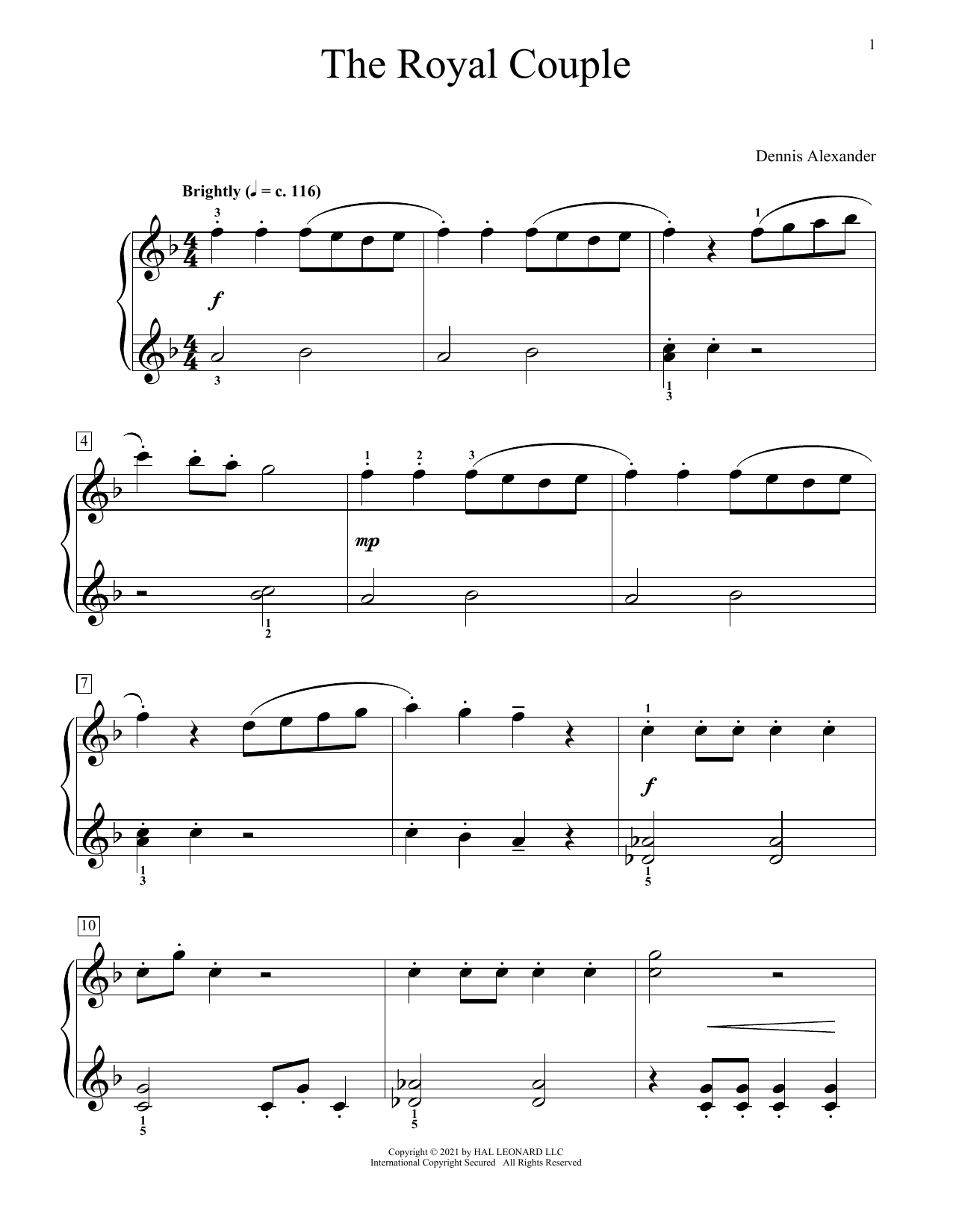 Dennis Alexander The Royal Couple sheet music notes and chords. Download Printable PDF.