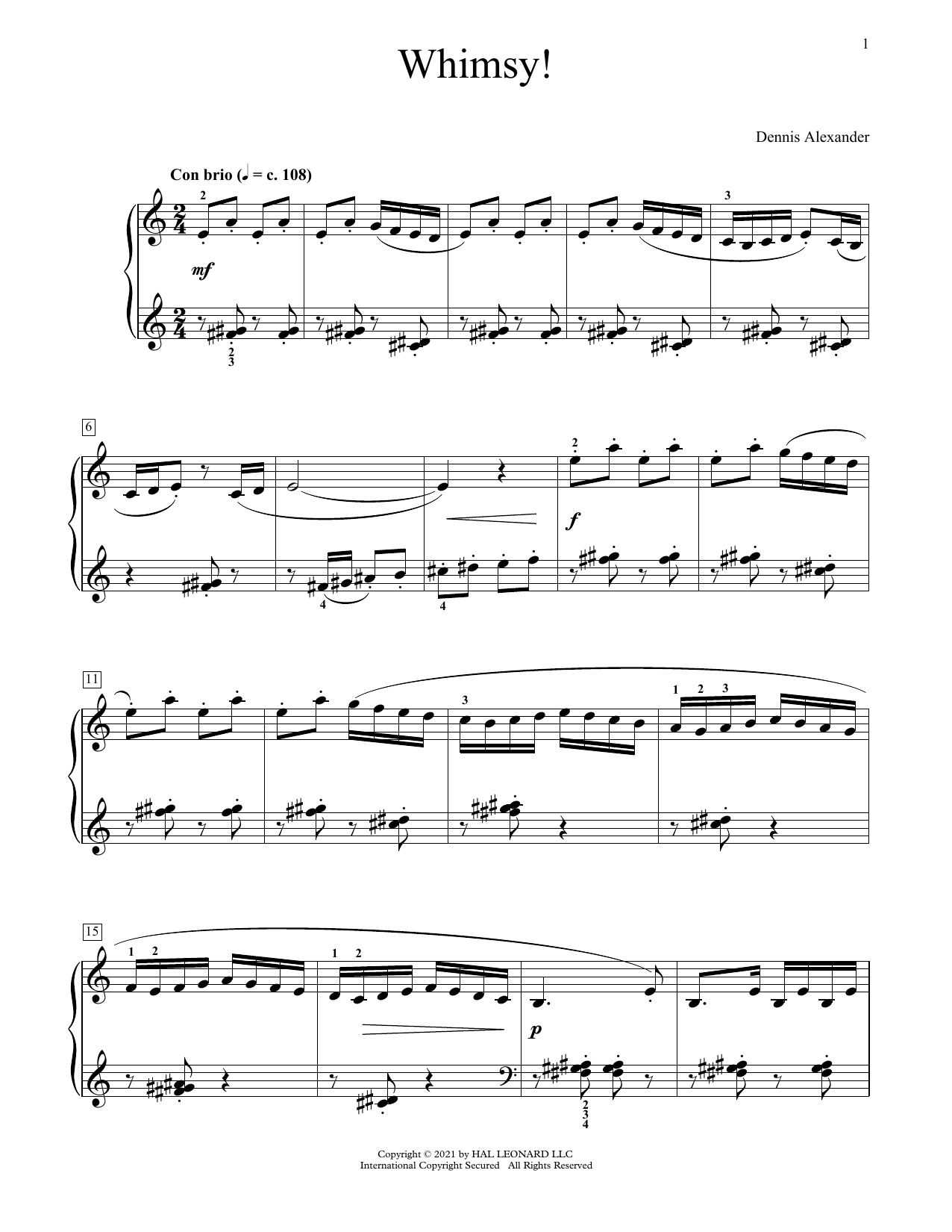 Dennis Alexander Whimsy! sheet music notes and chords. Download Printable PDF.