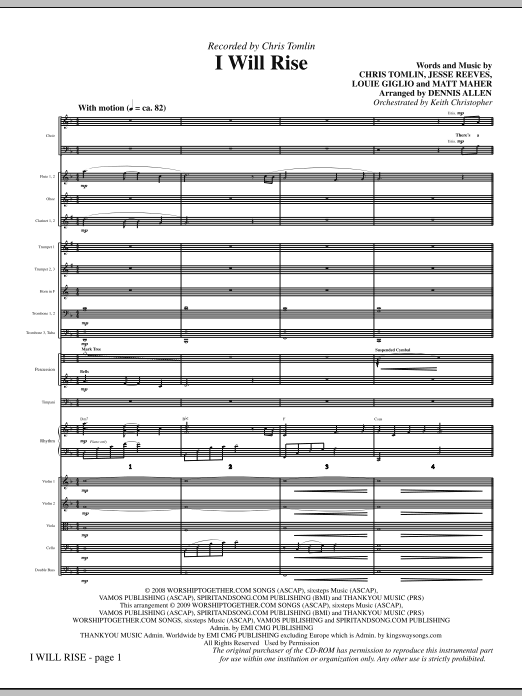Learn to play Dennis Allen I Will Rise - Full Score sheet music for Choir Instrumental Pak in minutes. Dennis Allen I Will Rise - Full Score sheet music notes and chords. Download Printable PDF.