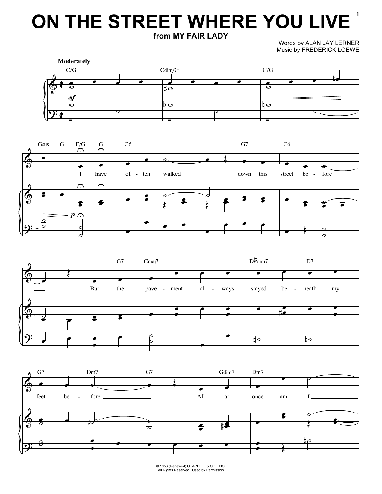 Dennis De Young On The Street Where You Live Sheet Music Pdf Notes Chords Standards Score Ukulele Download Printable Sku 410243