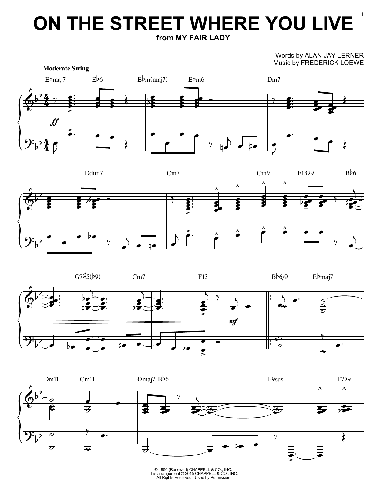 Dennis De Young On The Street Where You Live Jazz Version Arr Brent Edstrom Sheet Music Pdf Notes Chords Jazz Score Piano Solo Download Printable Sku 161179