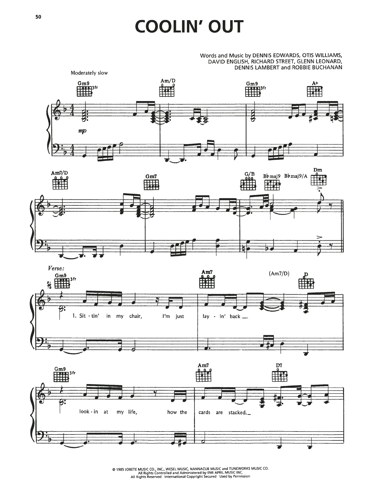 Dennis Edwards Coolin' Out sheet music notes and chords. Download Printable PDF.