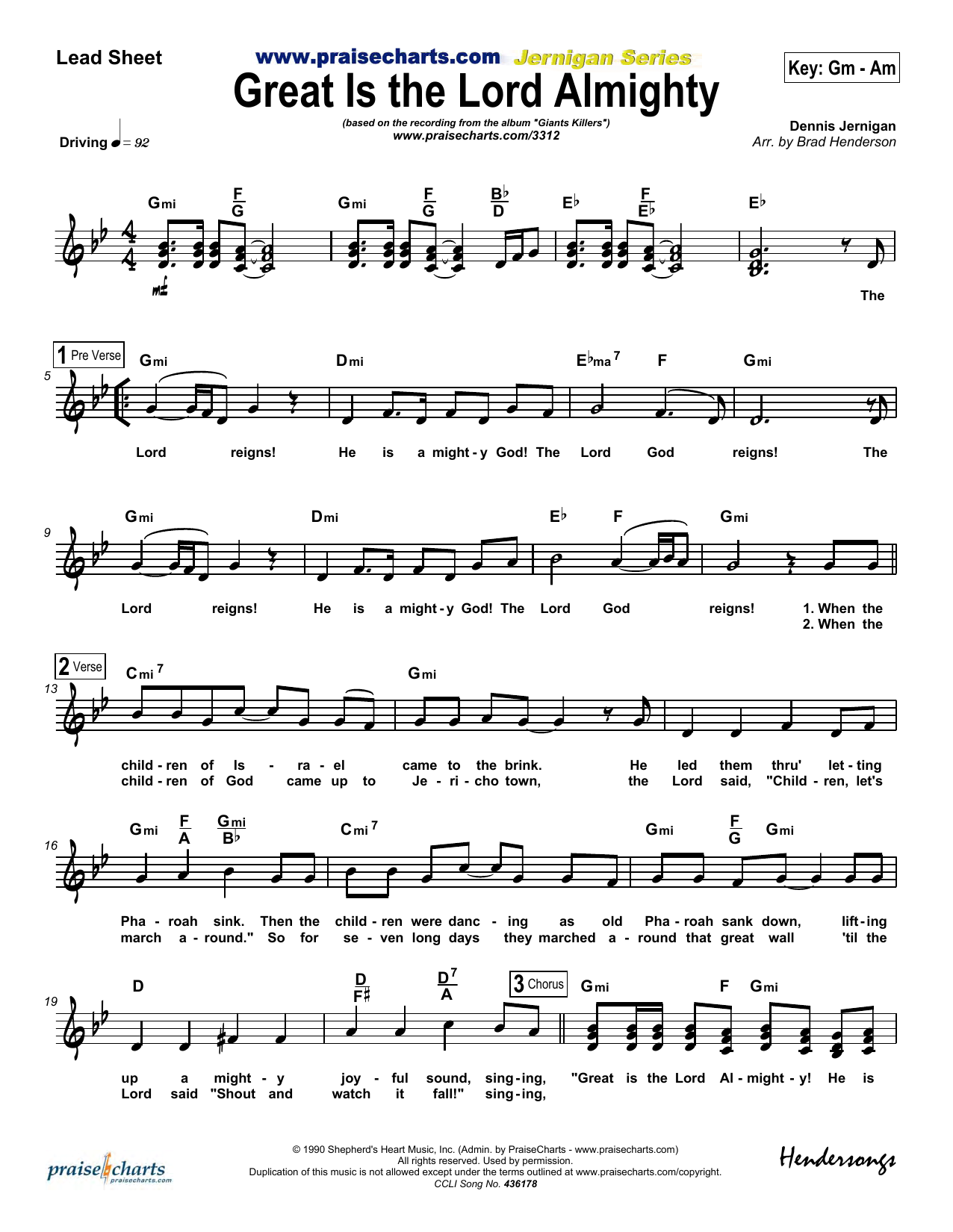 Learn to play Dennis Jernigan Great Is The Lord Almighty sheet music for Lead Sheet / Fake Book in minutes. Price: 6.9900$ Dennis Jernigan Great Is The Lord Almighty sheet music notes and chords arranged for Lead Sheet / Fake Book