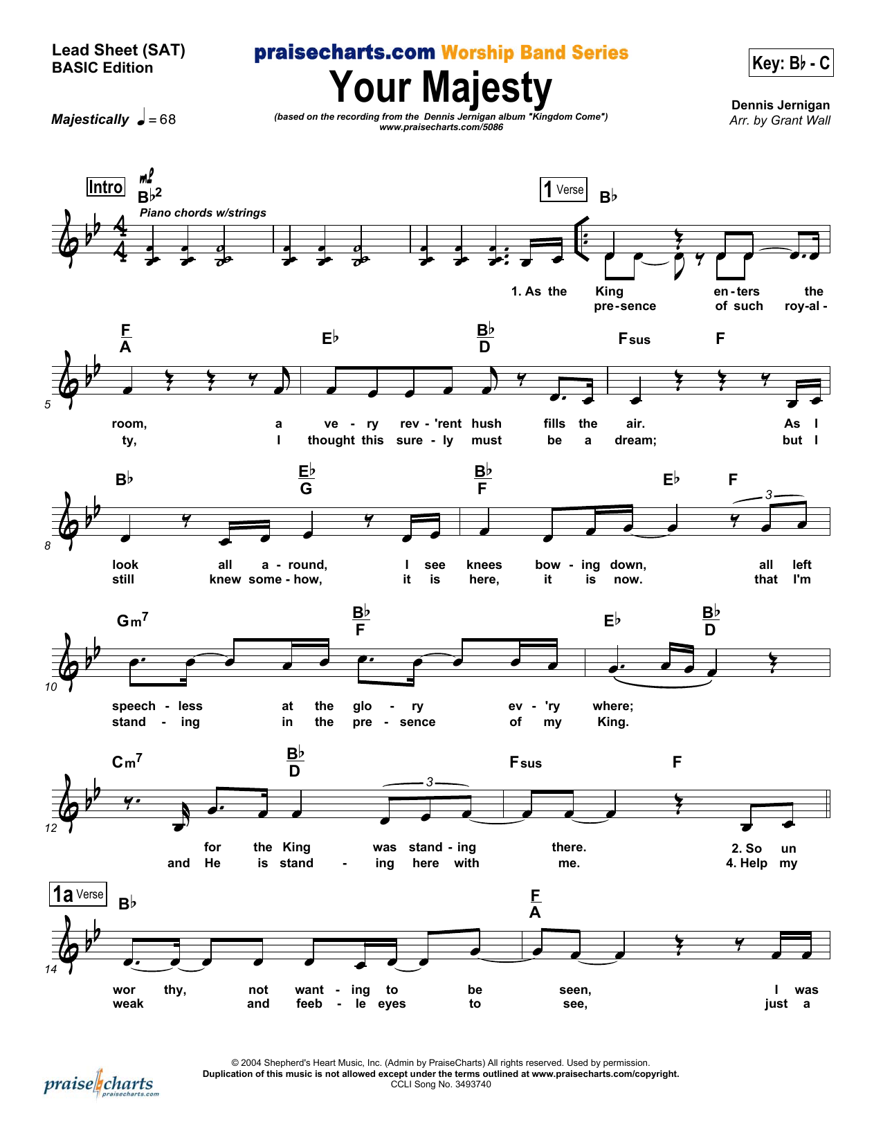 Dennis Jernigan Your Majesty sheet music notes and chords arranged for Lead Sheet / Fake Book