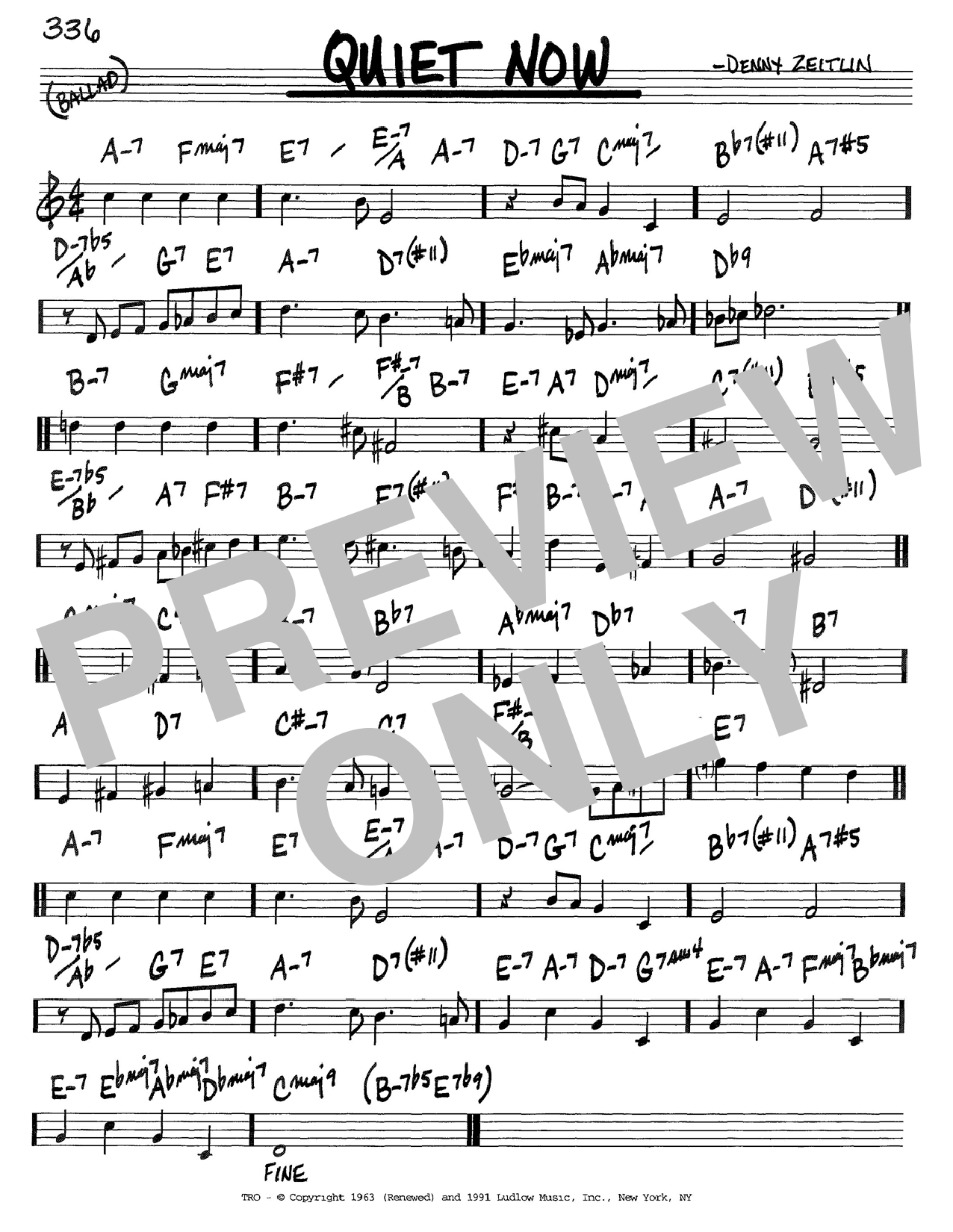 Denny Zeitlin Quiet Now sheet music notes and chords. Download Printable PDF.