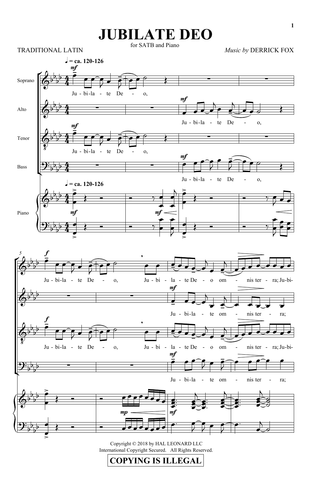 Derrick Fox Jubilate Deo sheet music notes and chords. Download Printable PDF.