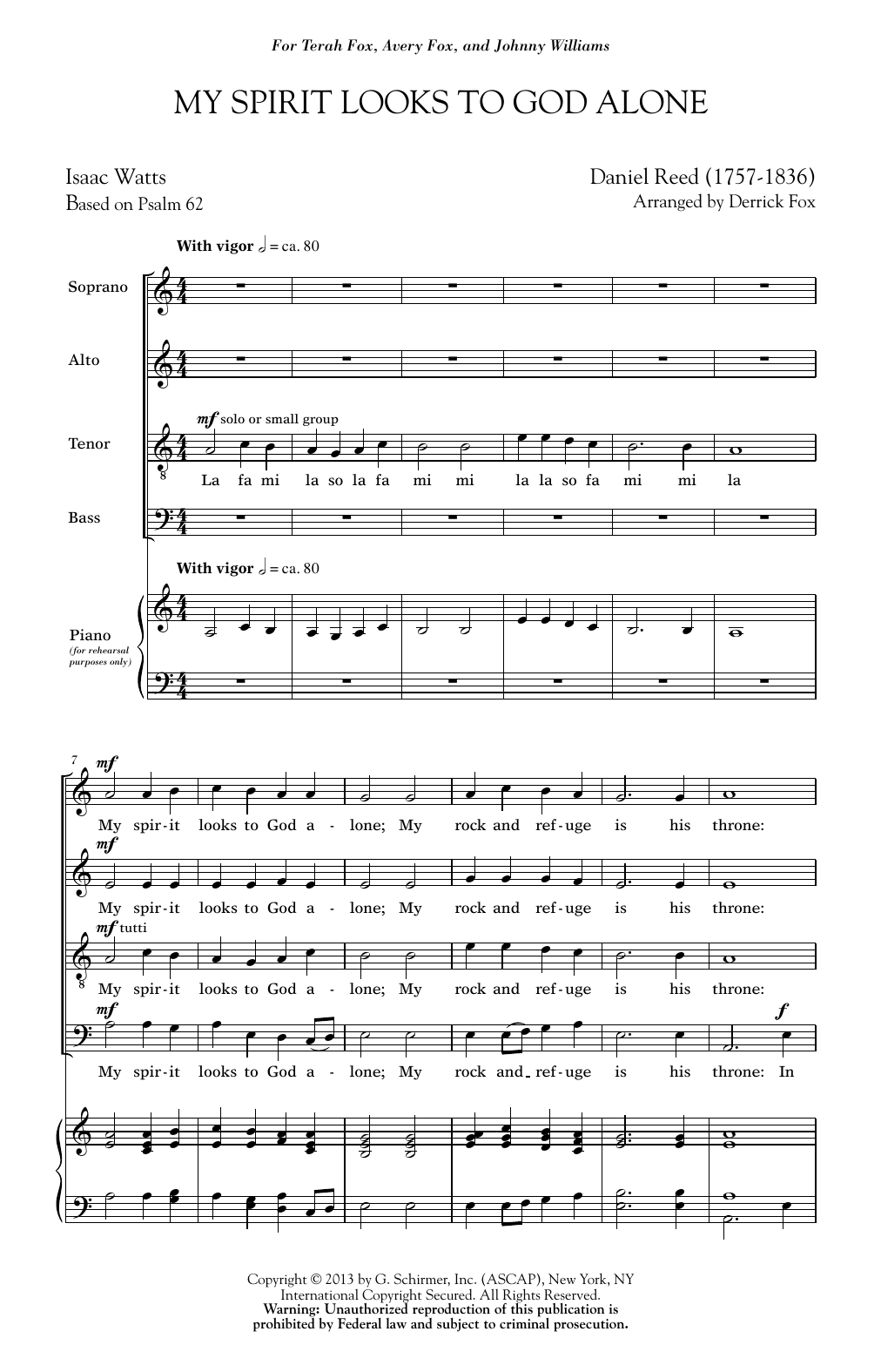 Derrick Fox My Spirit Looks To God Alone sheet music notes and chords arranged for TTBB Choir