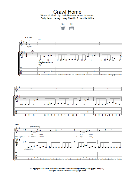 Josh Homme Crawl Home sheet music notes and chords. Download Printable PDF.