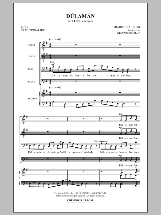 Desmond Earley Dulaman sheet music notes and chords. Download Printable PDF.