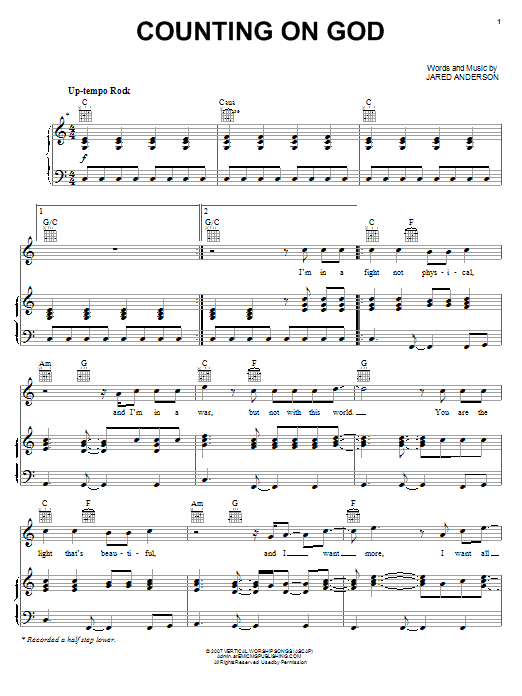 Jared Anderson Counting On God sheet music notes and chords. Download Printable PDF.