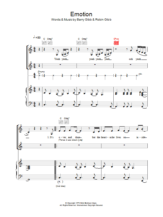 Destiny's Child Emotion sheet music for Piano, Vocal & Guitar in minutes. Price: 7.8900$ Destiny's Child Emotion sheet music notes and chords. Download Printable PDF.