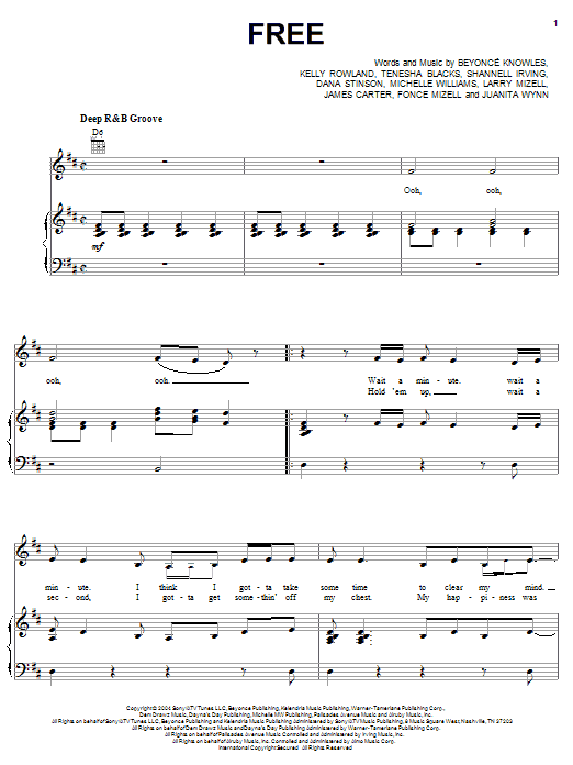 Destiny's Child Free sheet music notes and chords. Download Printable PDF.