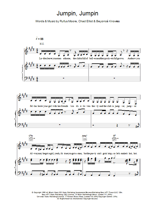 Destiny's Child Jumpin, Jumpin sheet music for Piano, Vocal & Guitar in minutes. Price: 7.8900$ Destiny's Child Jumpin, Jumpin sheet music notes and chords. Download Printable PDF.