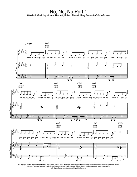 Learn to play Destiny's Child No, No, No Part 1 sheet music for Piano, Vocal & Guitar in minutes. Destiny's Child No, No, No Part 1 sheet music notes and chords