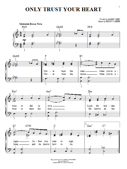 Diana Krall Only Trust Your Heart sheet music notes and chords. Download Printable PDF.