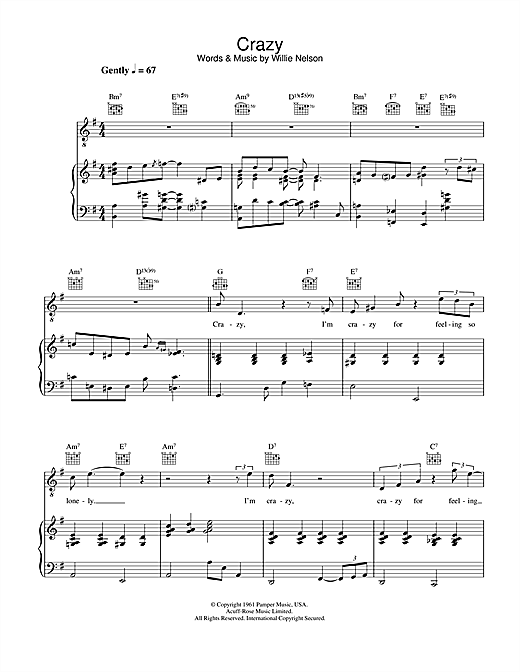 Diana Krall Crazy sheet music notes and chords. Download Printable PDF.