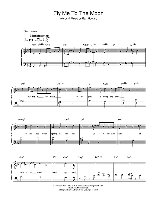 Diana Krall Fly Me To The Moon In Other Words Sheet Music Pdf Notes Chords Jazz Score Easy Piano Download Printable Sku 34226
