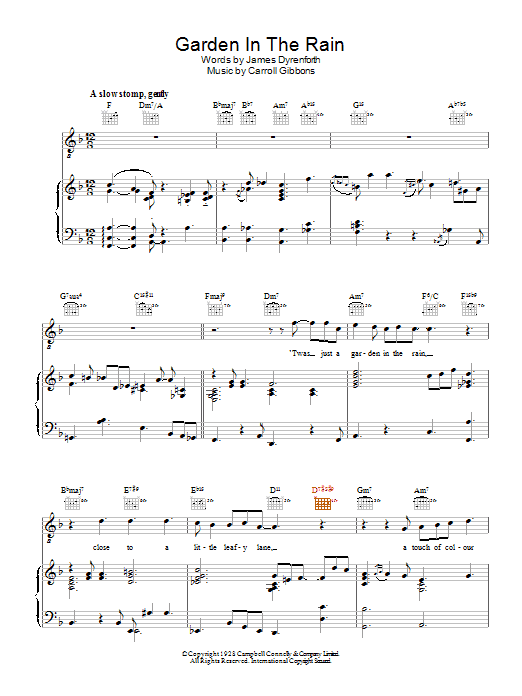 Learn to play Diana Krall Garden In The Rain sheet music for Lead Sheet / Fake Book in minutes. Diana Krall Garden In The Rain sheet music notes and chords. Download Printable PDF.