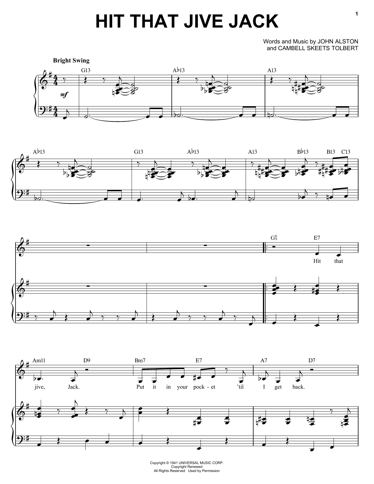 Diana Krall Hit That Jive Jack sheet music notes and chords. Download Printable PDF.