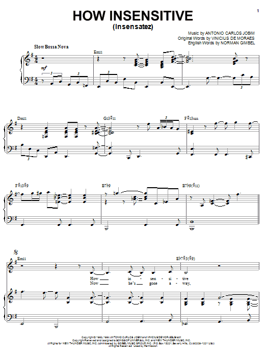 Diana Krall "How Insensitive (Insensatez)" Sheet Music PDF Notes
