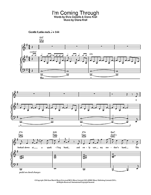 Learn to play Diana Krall I'm Coming Through sheet music for Piano, Vocal & Guitar in minutes. Diana Krall I'm Coming Through sheet music notes and chords