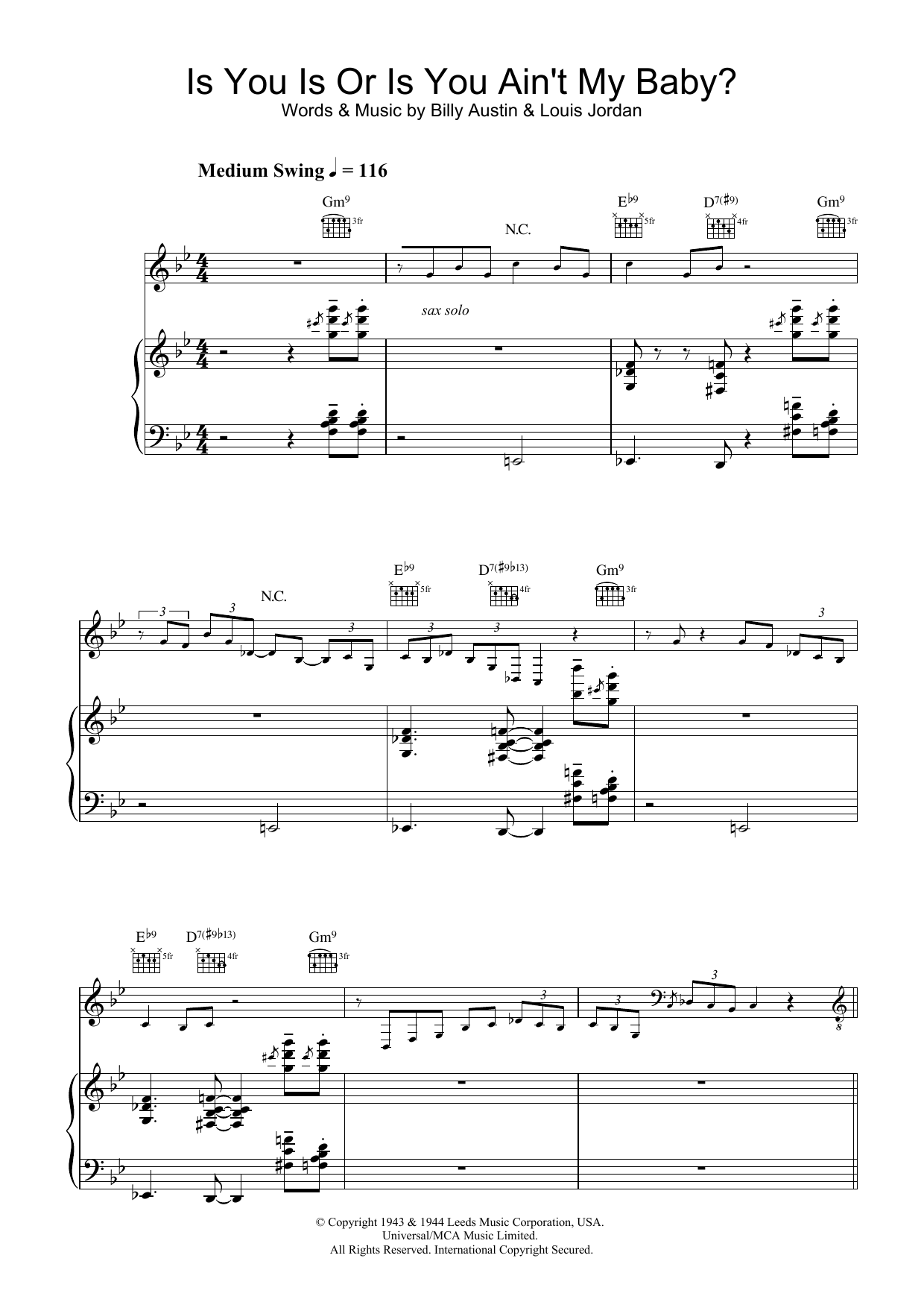 Diana Krall Is You Is Or Is You Ain't My Baby? sheet music notes and chords. Download Printable PDF.