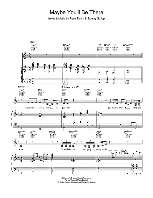 Diana Krall Maybe You'll Be There sheet music notes and chords. Download Printable PDF.