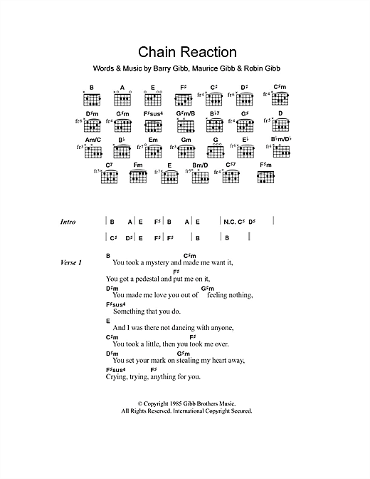 Diana Ross Chain Reaction sheet music notes and chords. Download Printable PDF.