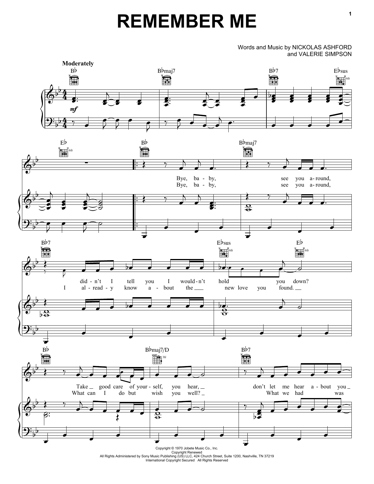 Diana Ross Remember Me sheet music notes and chords. Download Printable PDF.