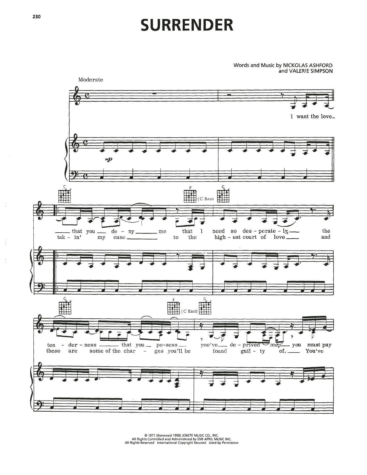 Diana Ross Surrender sheet music notes and chords. Download Printable PDF.