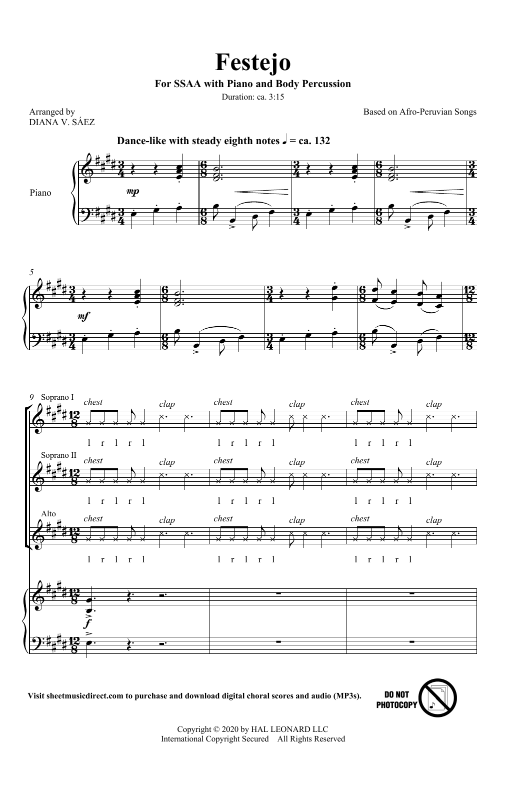 Diana Saez Festejo sheet music notes and chords. Download Printable PDF.