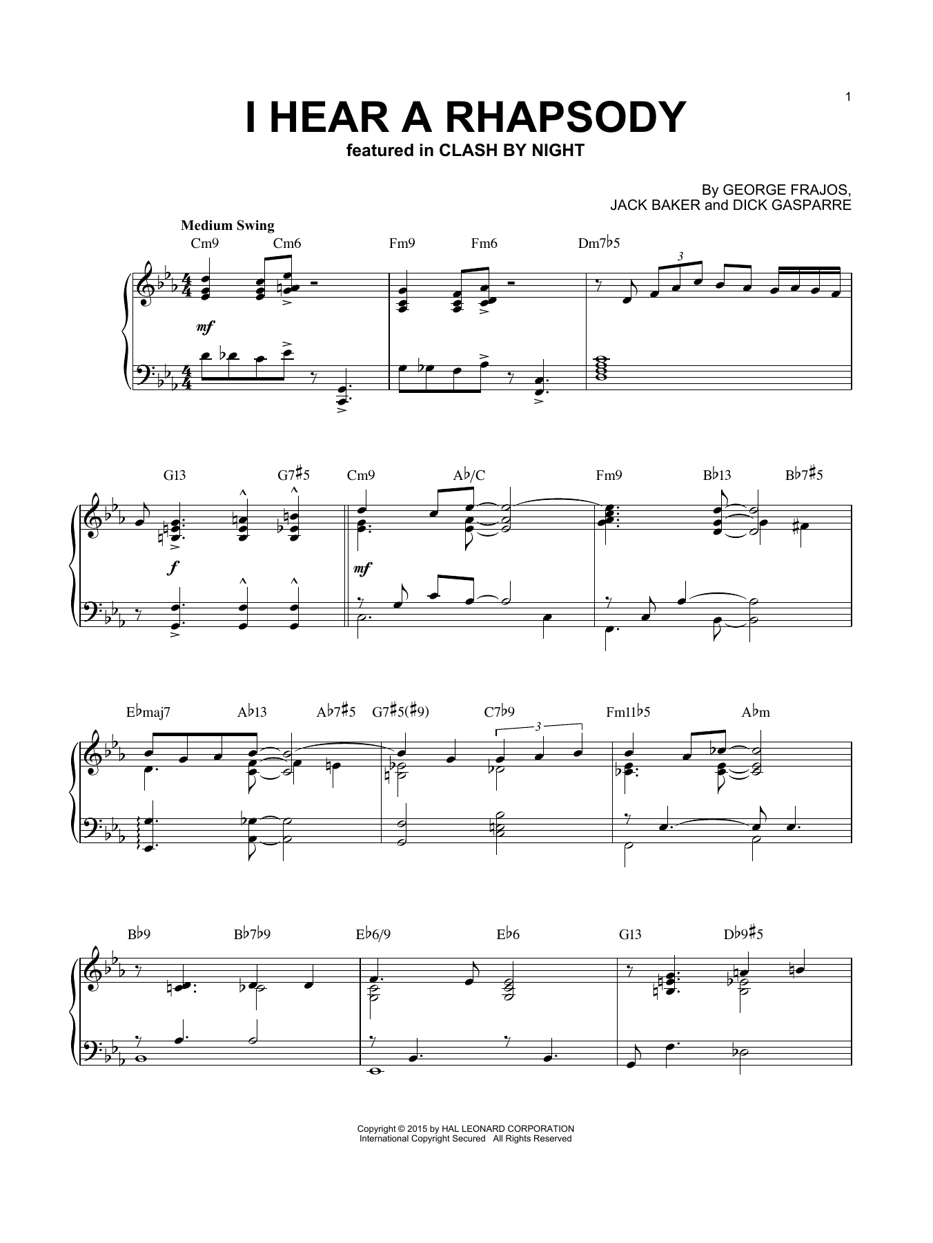 Learn to play Dick Gasparre I Hear A Rhapsody sheet music for Piano Solo in minutes. Dick Gasparre I Hear A Rhapsody sheet music notes and chords