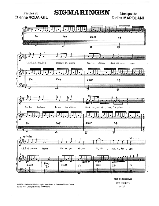 Didier Marouani Sigmaringen sheet music notes and chords. Download Printable PDF.