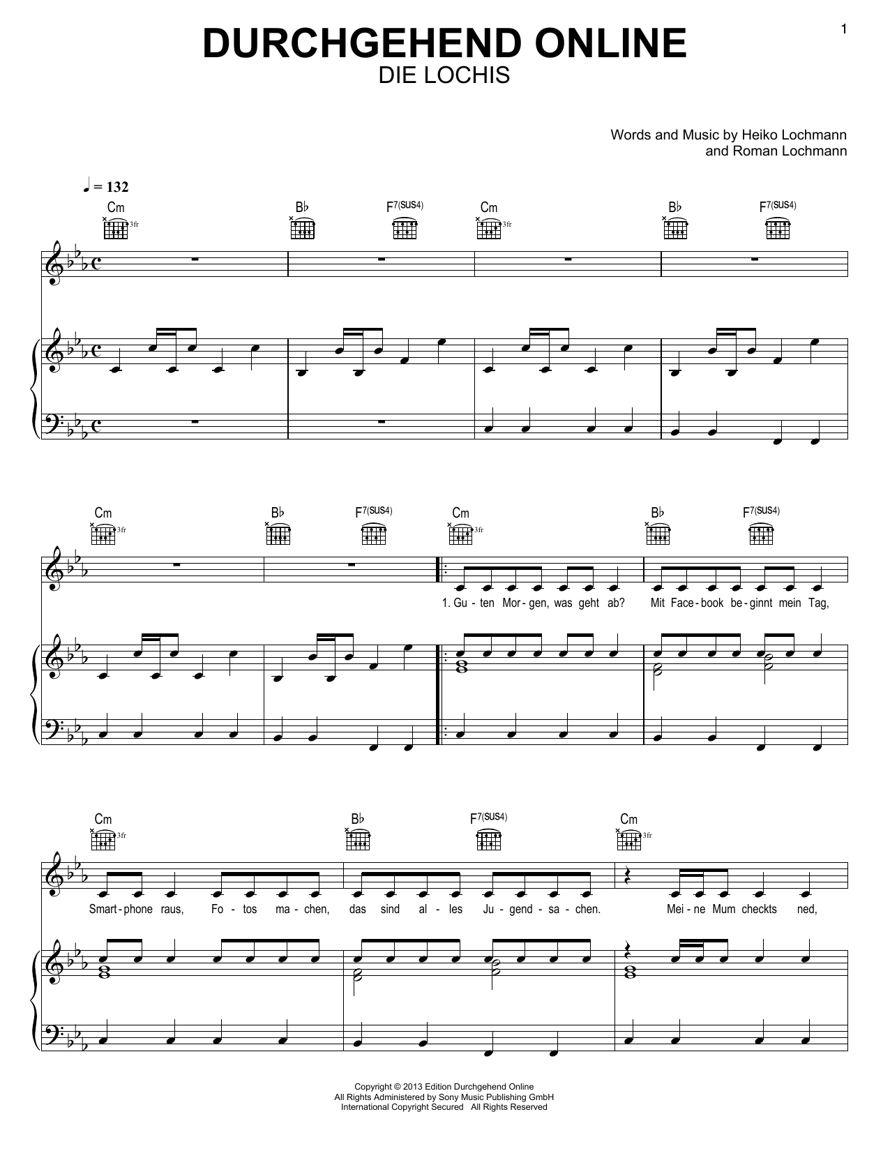 Die Lochis Durchgehend Online sheet music notes and chords. Download Printable PDF.