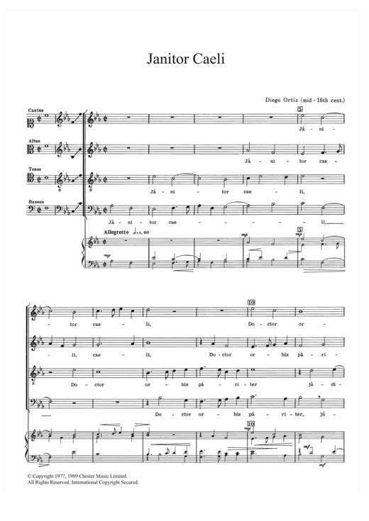 Learn to play Diego Ortiz Janitor Caeli sheet music for SATB Choir in minutes. Price: 7.8900$ Diego Ortiz Janitor Caeli sheet music notes and chords. Download Printable PDF.