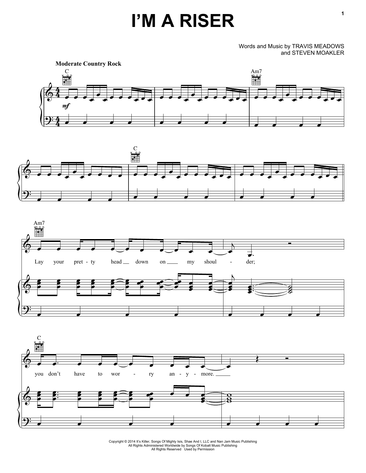 Dierks Bentley I M A Riser Sheet Music Pdf Notes Chords Pop Score Piano Vocal Guitar Right Hand Melody Download Printable Sku 177307