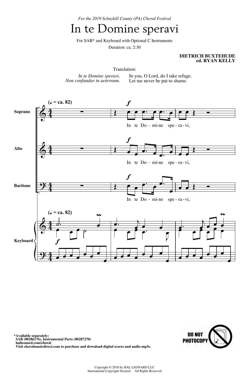 Learn to play Dietrich Buxtehude In Te Domine Speravi (ed. Ryan Kelly) sheet music for SAB Choir in minutes. Price: 3.9900$ Dietrich Buxtehude In Te Domine Speravi (ed. Ryan Kelly) sheet music notes and chords arranged for SAB Choir