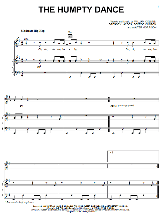 Digital Underground The Humpty Dance sheet music notes and chords. Download Printable PDF.