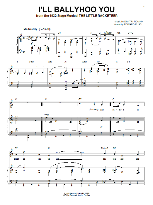 Dimitri Tiomkin I Ll Ballyhoo You Sheet Music Pdf Notes Chords