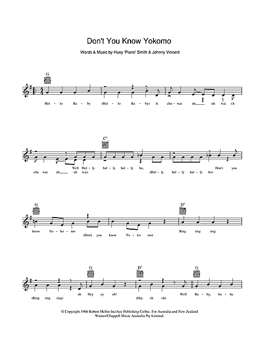Dinah Lee Don't You Know Yokomo sheet music notes and chords arranged for Lead Sheet / Fake Book