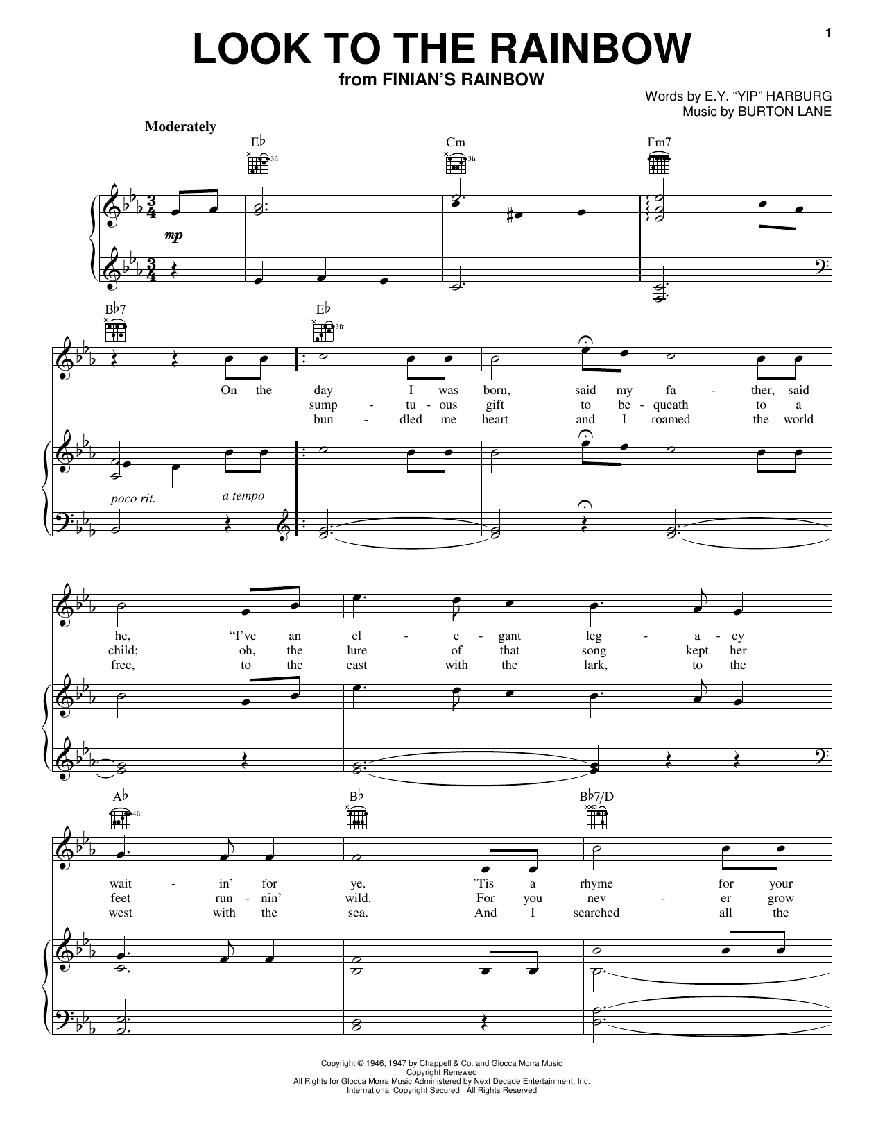 Dinah Washington Look To The Rainbow Sheet Music Pdf Notes Chords Jazz Score Piano Vocal Guitar Right Hand Melody Download Printable Sku 26270