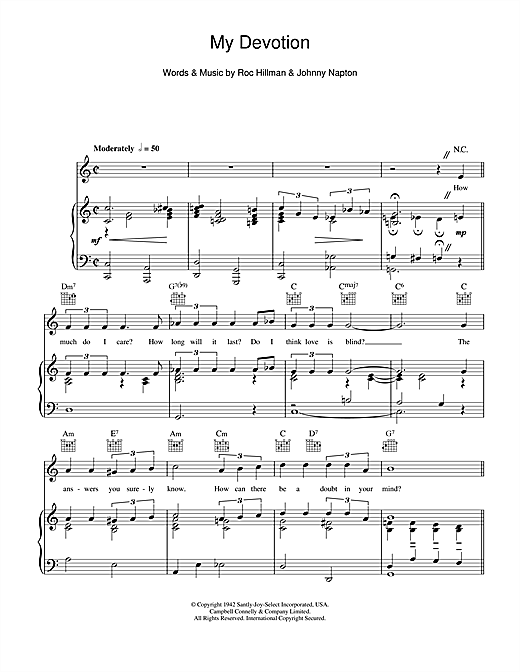 Dinah Washington My Devotion sheet music notes and chords. Download Printable PDF.