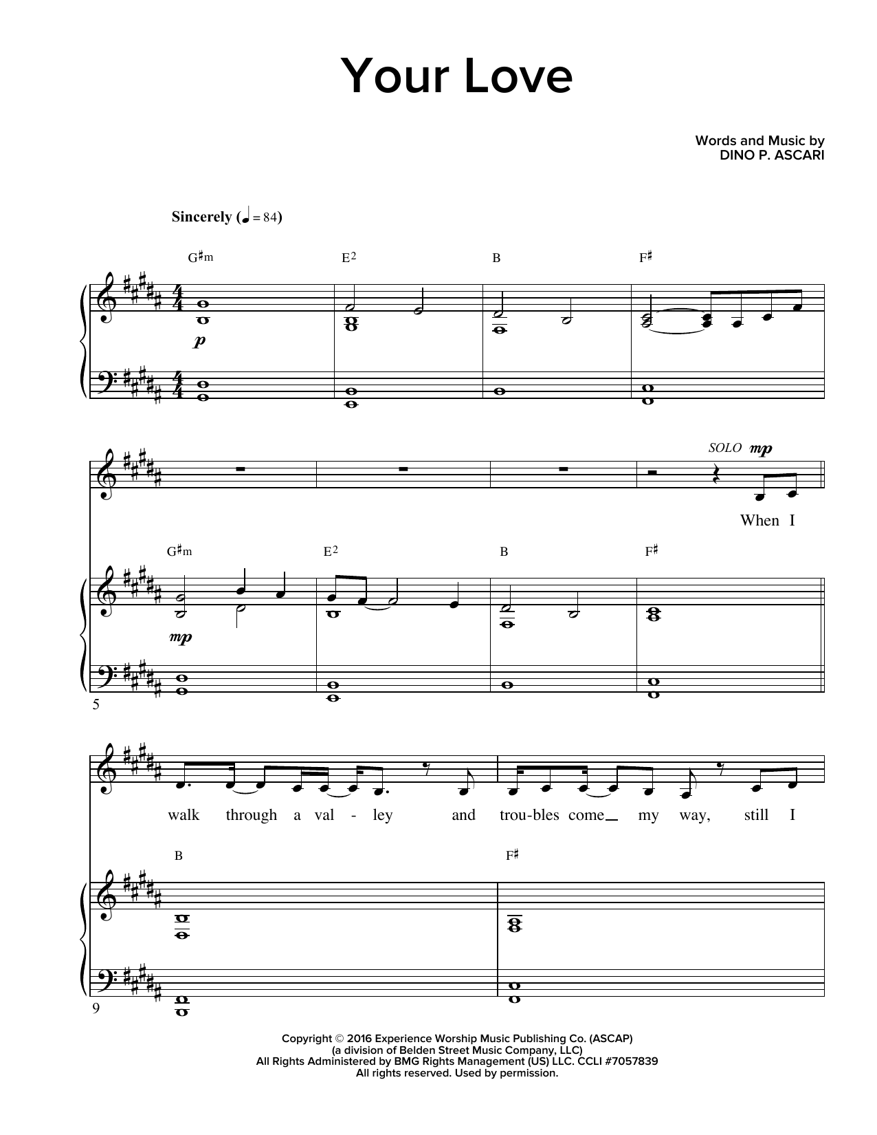 Dino P. Ascari Your Love sheet music notes and chords. Download Printable PDF.