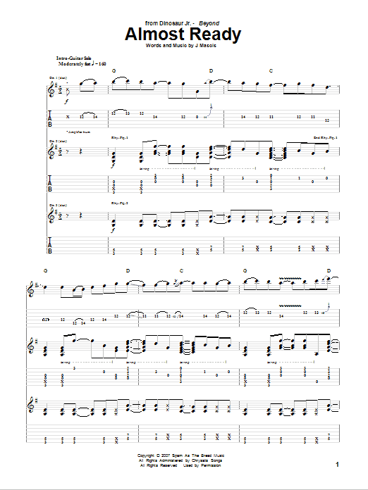 Dinosaur Jr. Almost Ready sheet music notes and chords. Download Printable PDF.