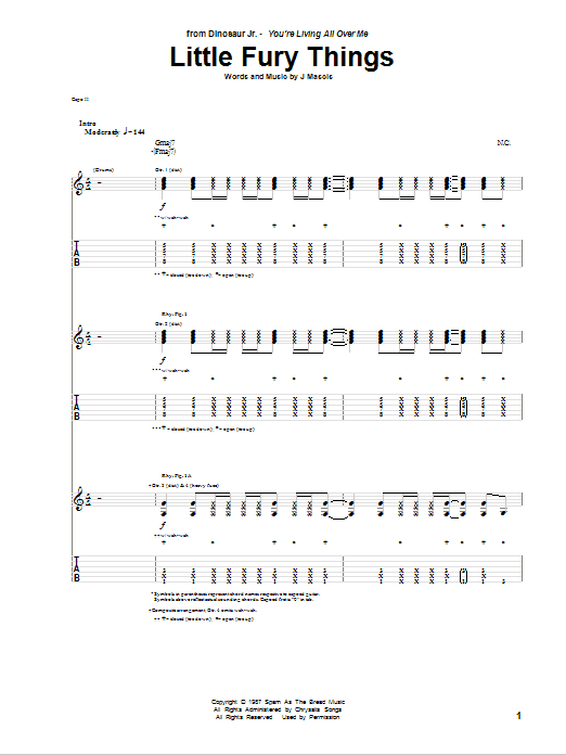 Dinosaur Jr. Little Fury Things sheet music notes and chords. Download Printable PDF.