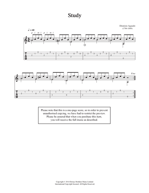 Learn to play Dionisio Aguado Study in A Minor sheet music for Solo Guitar in minutes. Dionisio Aguado Study in A Minor sheet music notes and chords. Download Printable PDF.